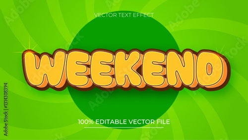 Weekend Editable Text Effect 3 dimension Emboss Cartoon Style