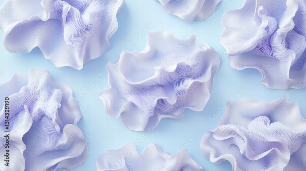 Obraz premium Delicate Floral Arrangement: A top-down perspective of an ethereal display of pastel-colored petals, arranged to evoke a sense of serenity and beauty. 