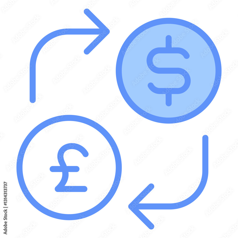 Currency Exchange Outline Blue Color Icon Currency Exchange Outline Blue Color Icon