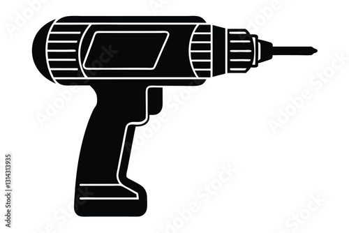 Hand Drill Icon silhouette white background