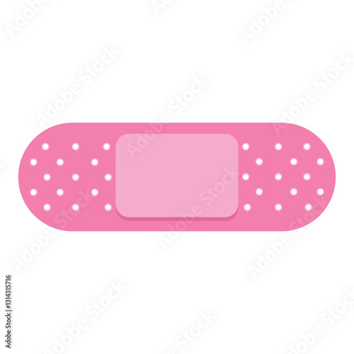 Medical pink plaster isolated on white background, wound plasterer or bandaged patch, vector adhesive health care object. Injury tape plaster flat design, Sticking plaster.First aid concept.
