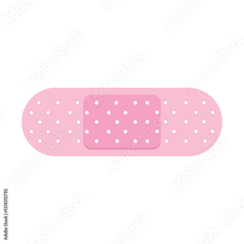 Medical pink plaster isolated on white background, wound plasterer or bandaged patch, vector adhesive health care object. Injury tape plaster flat design, Sticking plaster.First aid concept.