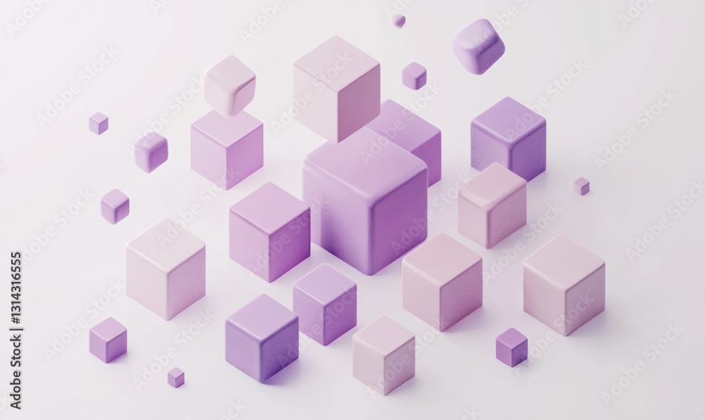 Fototapeta premium Abstract pastel purple cubes 3D render.