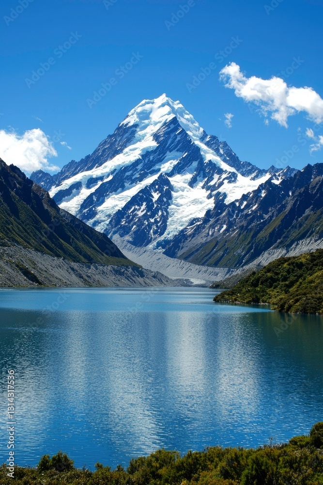 Majestic mountain reflecting on tranquil lake Majestic mountain reflecting on tranquil lake