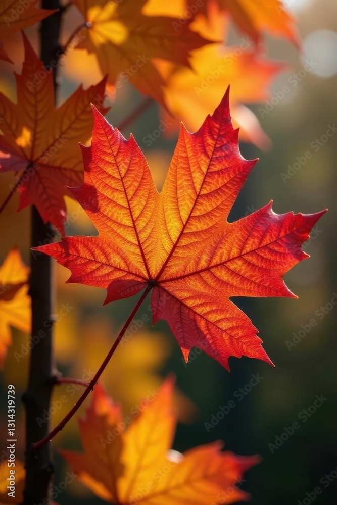 Obraz premium Close-up of colorful autumn leaves Maple, oak, birch, chestnut foliage , green, plant, yellow