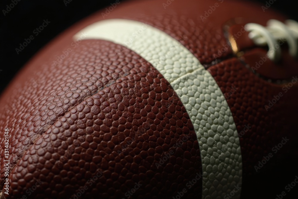 Close-up, stitched football leather Deep brown, natural grain , element, backdrop Close-up, stitched football leather Deep brown, natural grain , element, backdrop