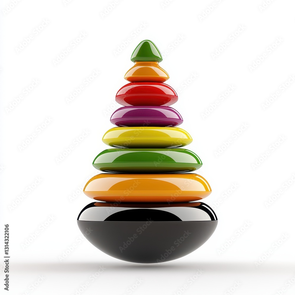 Colorful Stacked Stones in a Modern Artistic Arrangement on White Background Colorful Stacked Stones in a Modern Artistic Arrangement on White Background