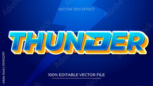 Editable text effect Thunder comic style 3d text effect