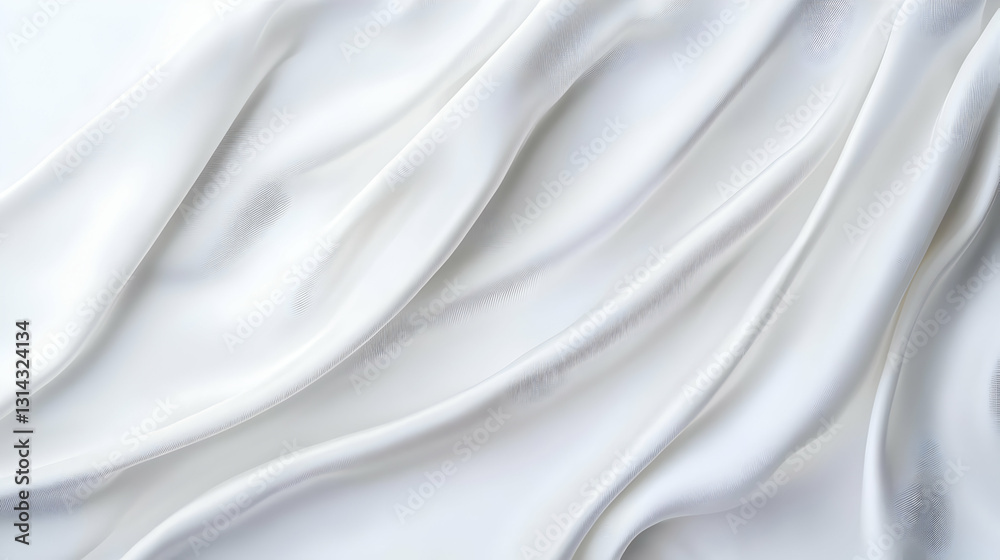 Fototapeta premium Flowing White Fabric Texture With Soft Folds And Subtle Ripples In Elegant Drapery For Luxurious Background