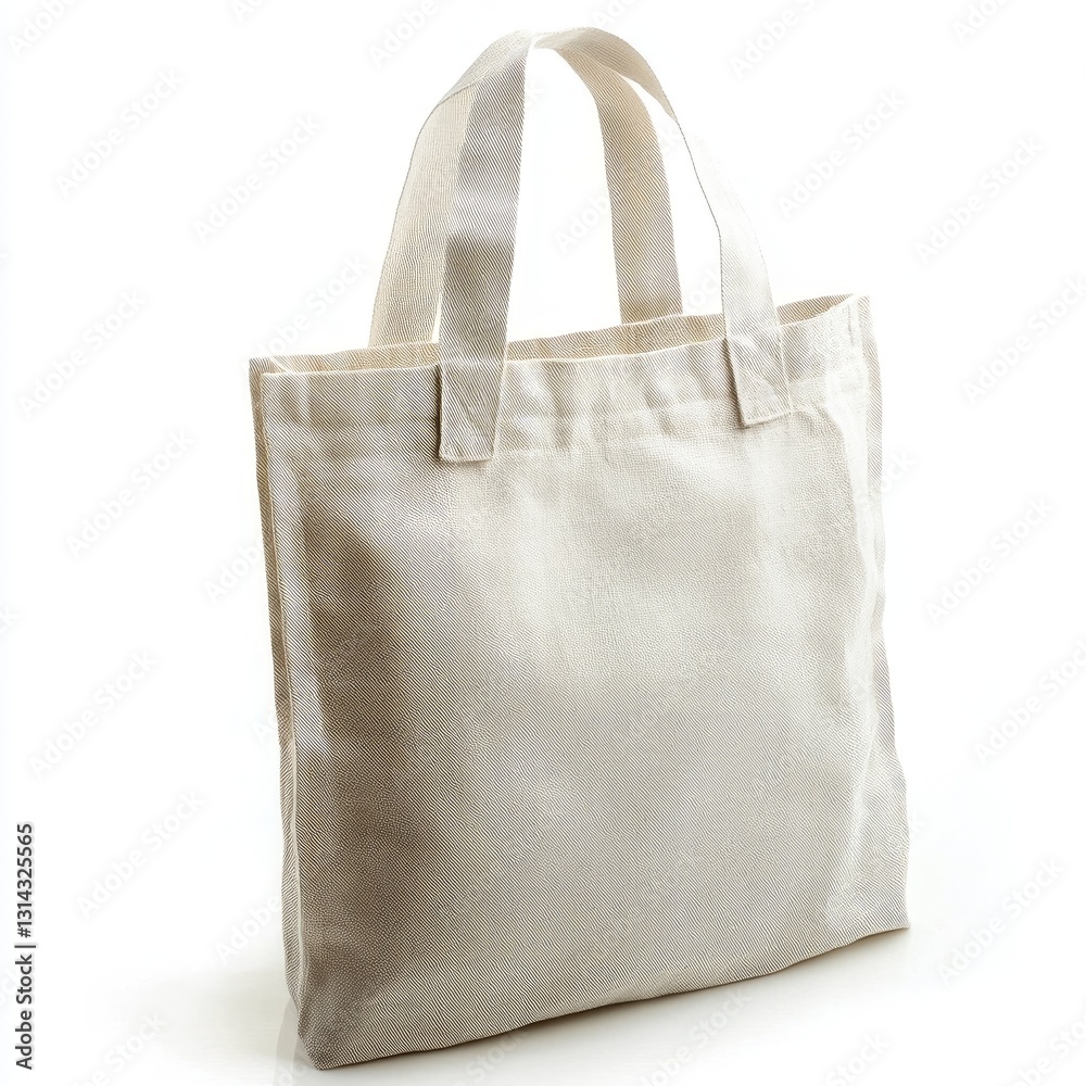 A stylish and durable fabric bag with reinforced straps, isolated on white background, made for sustainable shopping. A stylish and durable fabric bag with reinforced straps, isolated on white background, made for sustainable shopping.