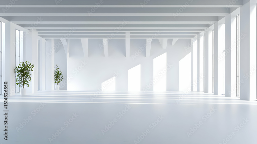 Bright White Empty Room With Large Windows Bright White Empty Room With Large Windows