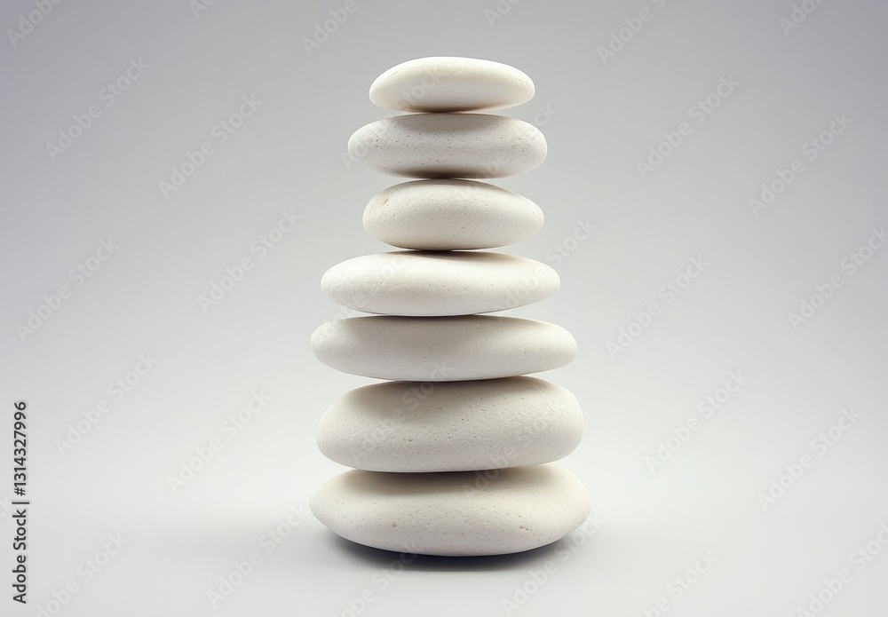 Stack of White Stones on Gray Background Stack of White Stones on Gray Background