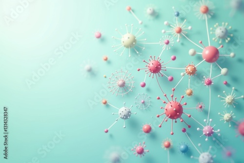 Colorful coronavirus molecular structures