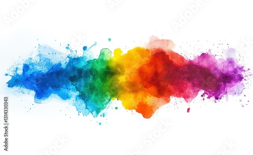 Vibrant Rainbow Watercolor Paint Splash Abstract Background