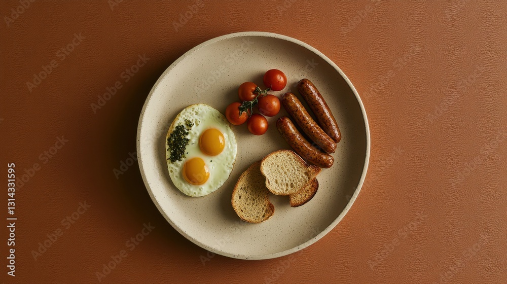 A delicious English breakfast with fried eggs, sausages, bacon, and beans. A classic morning meal served with fresh cherry tomatoes and crispy toast. Perfect brunch idea for food lovers. A delicious English breakfast with fried eggs, sausages, bacon, and beans. A classic morning meal served with fresh cherry tomatoes and crispy toast. Perfect brunch idea for food lovers.