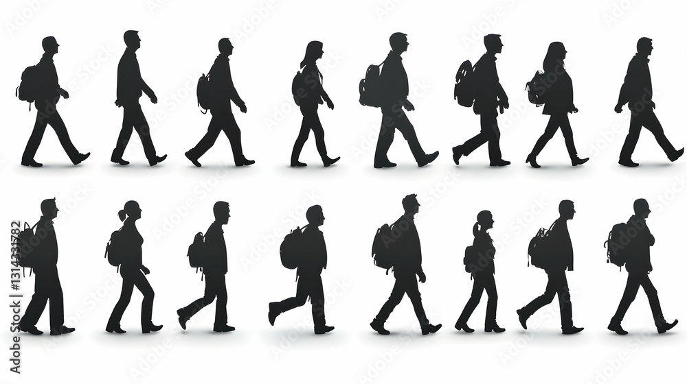 Walking People with Backpacks Walking People with Backpacks