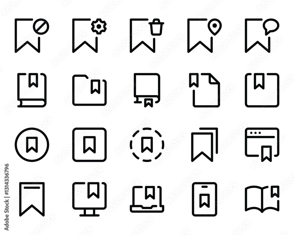 Outline icons set for Bookmark Outline icons set for Bookmark