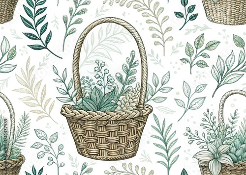 Hand Drawn Doodle Plant Basket Design - Branding Silhouette