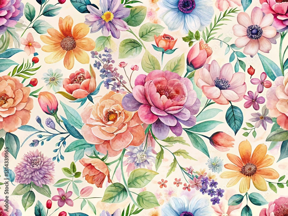 Hand-Painted Floral Backdrop AI Art for Social Media Hand-Painted Floral Backdrop AI Art for Social Media