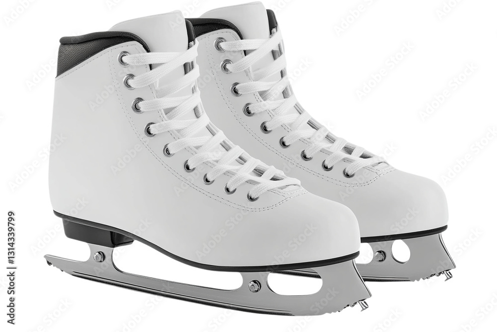 Pair of Elegant White Figure Skates Ready for Ice