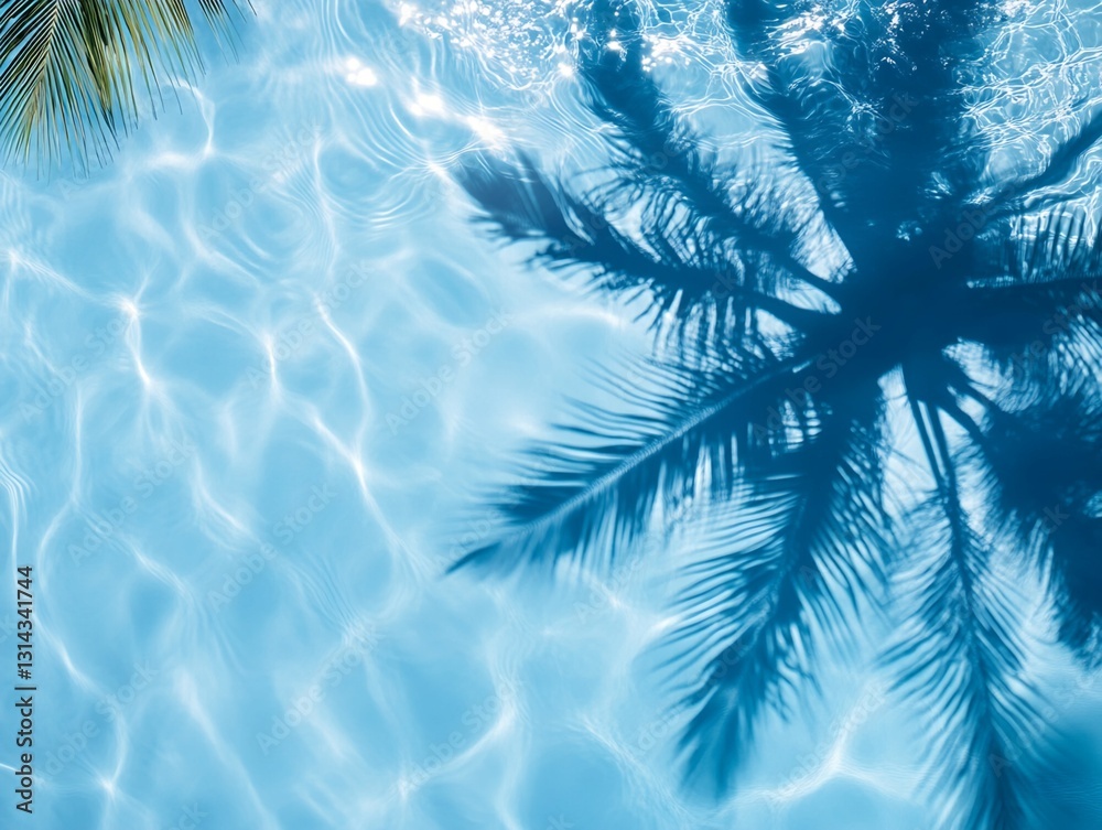 Palm Shadow and Ripples on Swimming Pool Surface Palm Shadow and Ripples on Swimming Pool Surface
