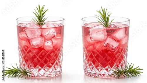 Wallpaper Mural Two Refreshing Pink Cocktails Served Over Ice with Mint Garnish in Crystal Glassware Torontodigital.ca