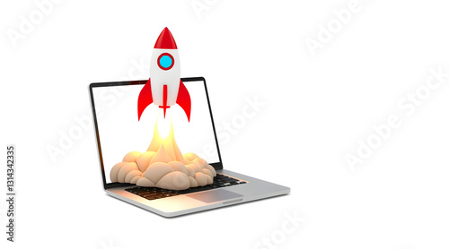 Space Rocket Icon Illustration on White Background