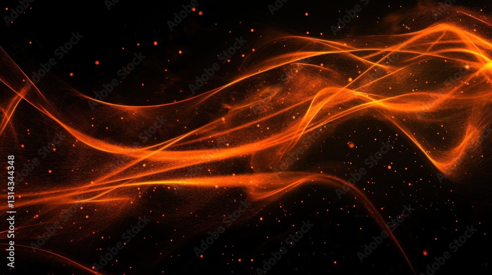 Fototapeta premium Vibrant and Dynamic Orange Light Trails on a Dark Background Creating an Abstract and Energetic Atmosphere for Creative Projects and Designs