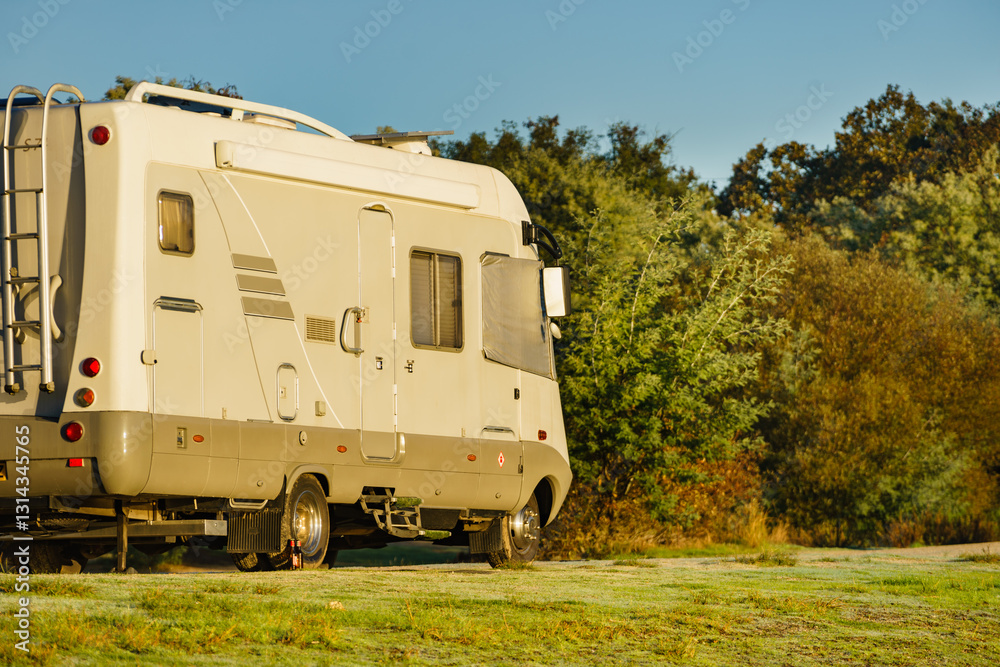 Camper rv camping on nature in Portugal