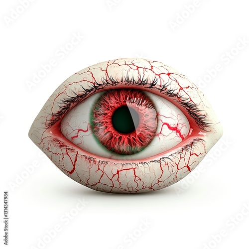 Bloody Cracked Eye On White Background