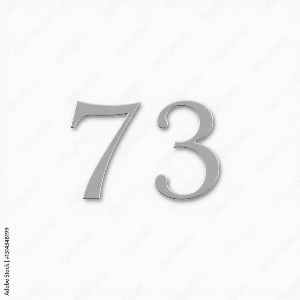 number 73 on white background