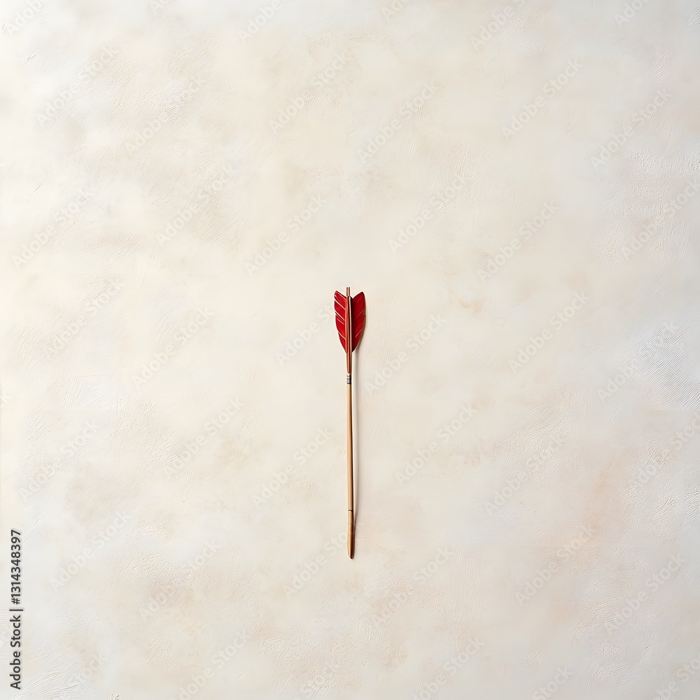 Solitary Red Arrow on Plain White Background Solitary Red Arrow on Plain White Background