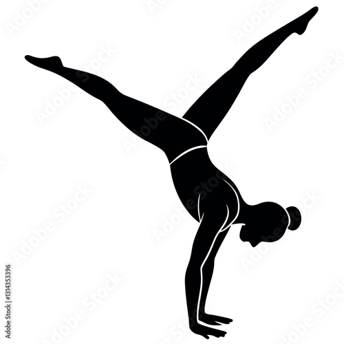 A minimalistic silhouette of a gymnast performing.