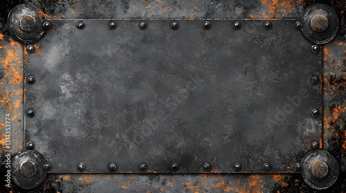 Heavy Duty Rusted Iron Sheet with Rivets and Bolts Industrial Grunge Background