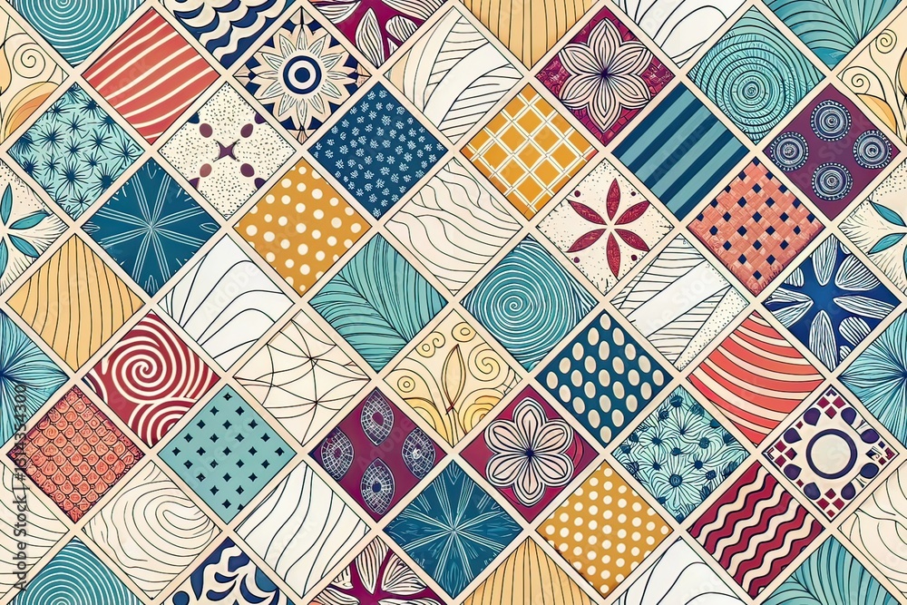 Modern Patchwork Lines - Abstract AI Art Modern Patchwork Lines - Abstract AI Art