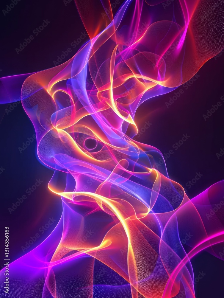 Naklejka premium neon accents or glowing effects in the fluid abstract designs to make them more dynamic