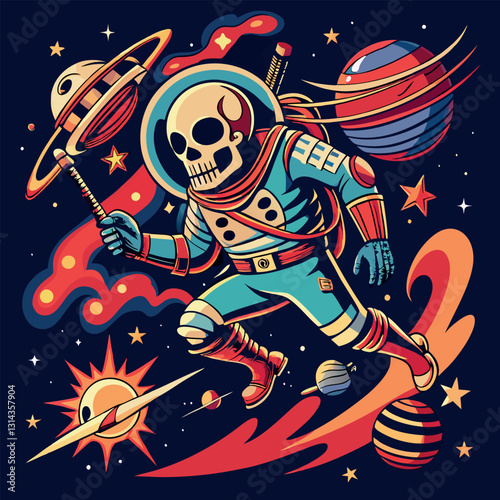 An astronaut in a zero gravity battle with a space.