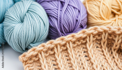 Vibrant Yarns and a Cozy Knitting Project Create a Serene Crafting Atmosphere in a Sunlit Workspace