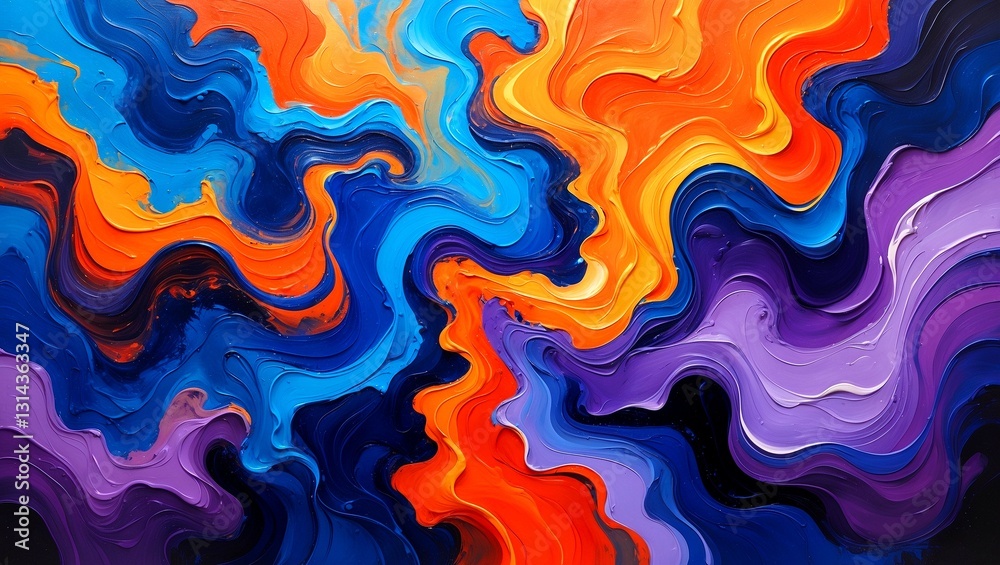 Vibrant swirling colors in dynamic abstract composition