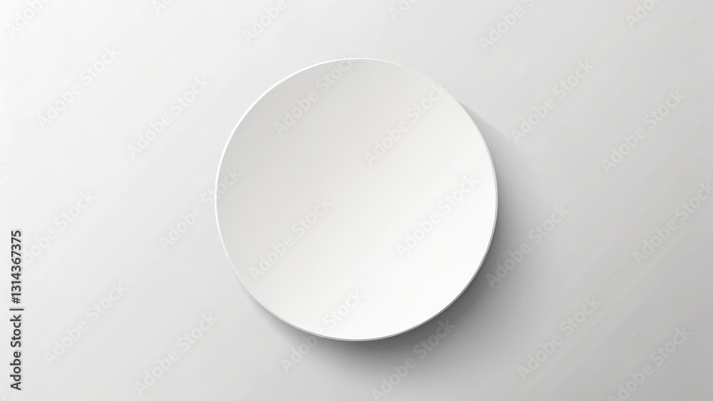 A paper circle with a subtle drop shadow effect on a clean white background, flat lay A paper circle with a subtle drop shadow effect on a clean white background, flat lay