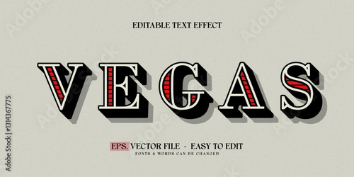 Vegas text effect, Editable vintage style