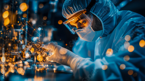 Wallpaper Mural Medical Research: Researcher Analyzing Molecular Structure, Scientific Innovation in Lab Environment Torontodigital.ca