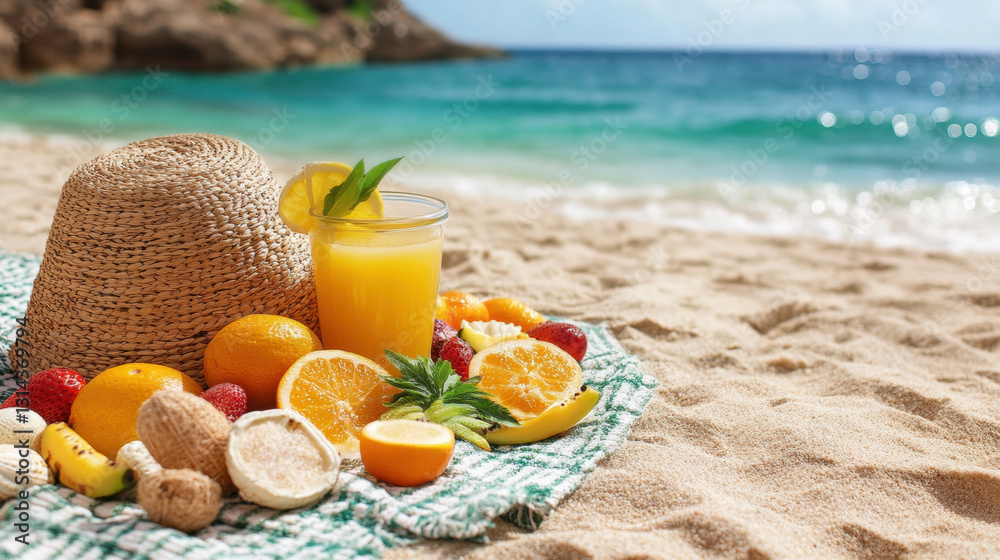 Waikiki, A serene beach picnic scene with high-resolution detail. Waikiki, A serene beach picnic scene with high-resolution detail.