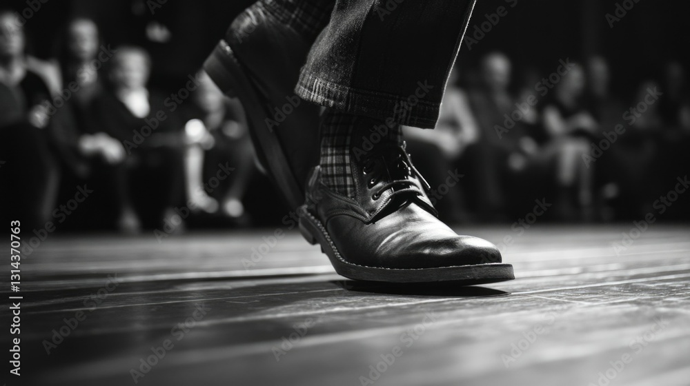 A close-up photo of a model walking in high heels. The shoes are black with a metallic accent. A close-up photo of a model walking in high heels. The shoes are black with a metallic accent.