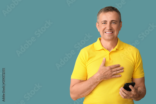 Mature man with mobile phon...