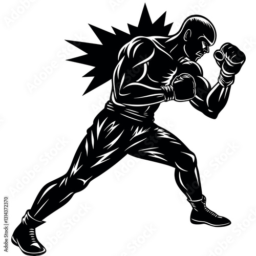 A powerful-silhouette-of-a-boxer dodging a punch.