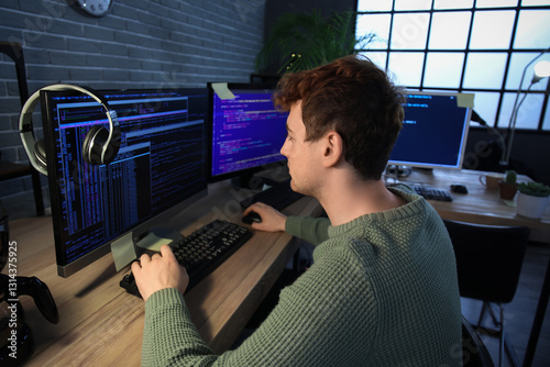 Male programmer working wit...