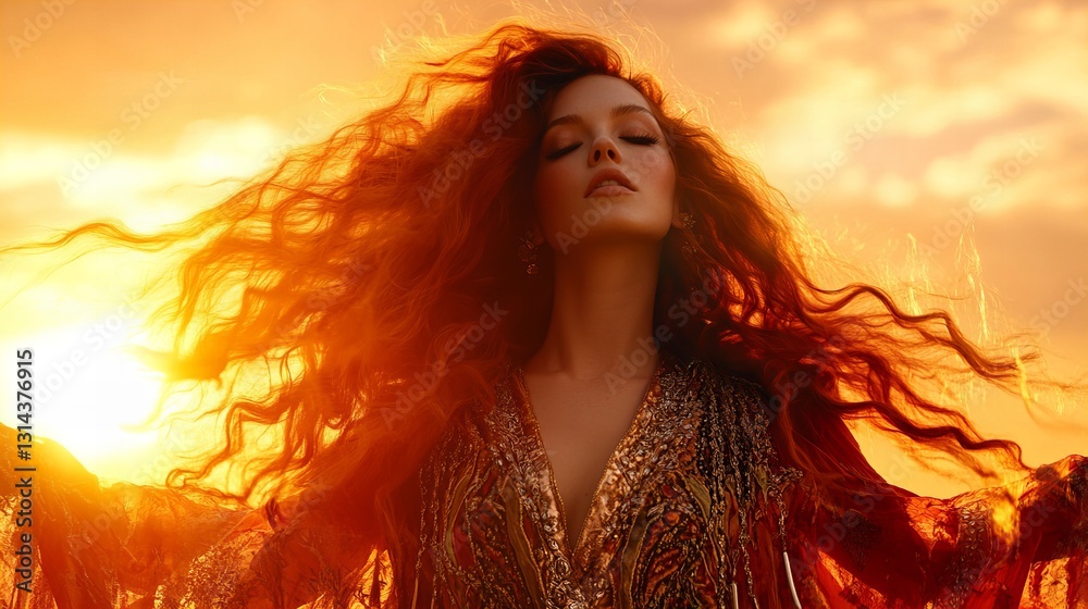 Fiery sunset, fiery hair. This redhead's beauty is radiant against the warm, golden light. Fiery sunset, fiery hair. This redhead's beauty is radiant against the warm, golden light.