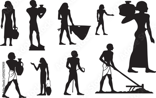 Ancient Egyptian Daily Life Silhouette