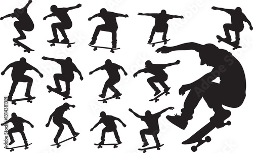 Skateboarders Silhouette